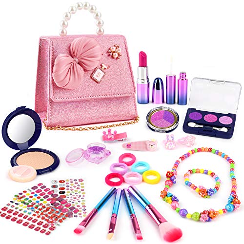 balnore Trucchi Bambina Set, 27 Pezzi Set di Cosmetici per Bambini, Bellezza Cosmetici Gioielli Make Up Giocattoli Principessa Giochi d'imitazione Regalo per Bambini Bimba 3-9 Anni