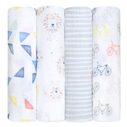 Aden + Anais Swaddle, 100% mussola di cotone, 120 cm x 120 cm, 4 pezzi