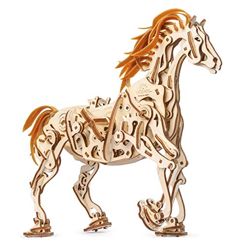 UGEARS Cavallo Puzzle 3D per Adulti Modellino Meccanico in Legno - Rompicapo da Costruire - Kit Completo per Adulti e Bambini - Si Muove Davvero