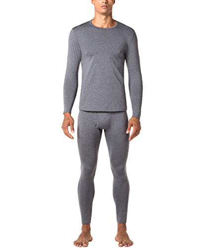 LAPASA Uomo Set Intimo Termico - Ti Tiene al Caldo Senza Stress- T-Shirt Maniche Lunghe & Pantaloni Invernali Lightweight M11 (XL(Torace 111-117/ Vita 101-106 cm), Grigio Scuro(Medio Spessore))