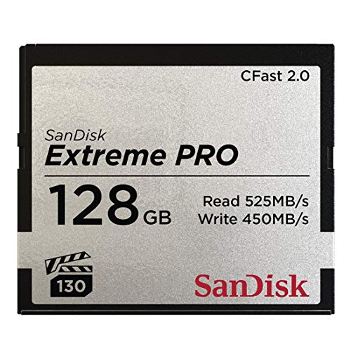 Sandisk Extreme PRO CFast 2.0 Scheda di Memoria da 128 GB, fino a 525 MB/sec