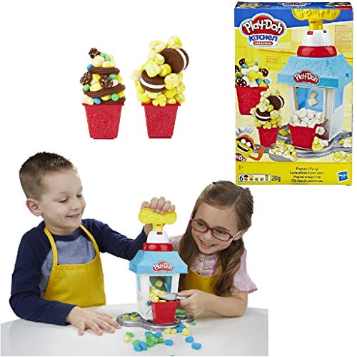 Play-Doh- Kitchen Creations Popcorn Party Set con 6 Vasetti di Pasta da Modellare, Multicolore, 1, E5110EU5