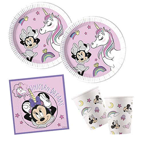 Procos 10132628 Disney - Set di Accessori per Feste, Motivo: Minnie Mouse, Unicorno, compostabile