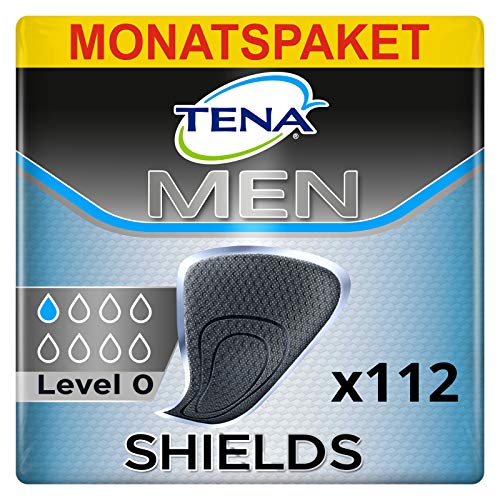 TENA MEN Protective Shield Pacco Scorta Mensile - Scudi protettivi per perdite urinarie maschili, discreti e confortevoli, Level 0, 8 conf. x 14 scudi