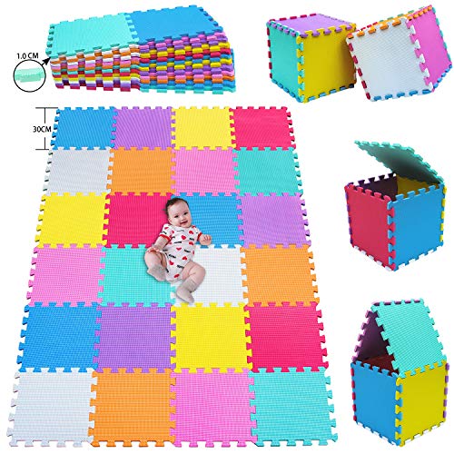 MSHEN 24 Foglio Tappeto Puzzle con Certificato CE e Certificazione in Soffice Schiuma Eva | Tappeto da Gioco per Bambini | Tappetino Puzzle...dimensione1.93 mq,bianco-arancio-rosa-ABCEGHIKg24