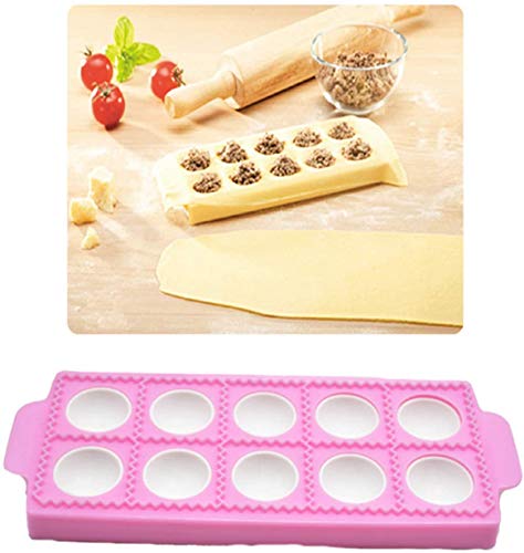 LEAMALLS 10 Fori Dumpling Formine Maker Pie Ravioli Mold, Dough Wraper Press Pasticceria Accessori da Cucina Utensili