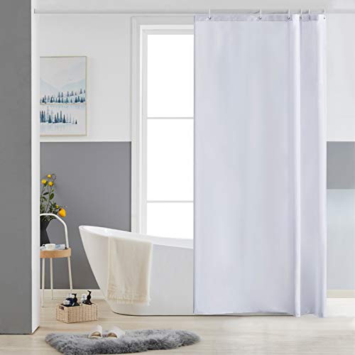 Furlinic Tende Doccia Anti-Muffa Tessuto in Poliestere, Bianco Tende Doccia Angolare Impermeabile &Lavabile,Tenda Vasca da Bagno con 6 Ganci Tenda doccia-85x180cm.