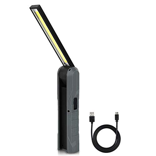 Lampada da lavoro a LED per auto, lampada da lavoro ricaricabile a LED pieghevole COB LED Slim torcia con base magnetica per emergenza garage esterno auto(Grigio)