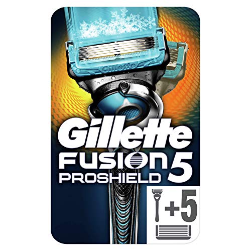 Gillette Fusion5 Proshield Chill Lamette di Ricambio per Rasoio, 6 Lamette e 1 Manico Gratis