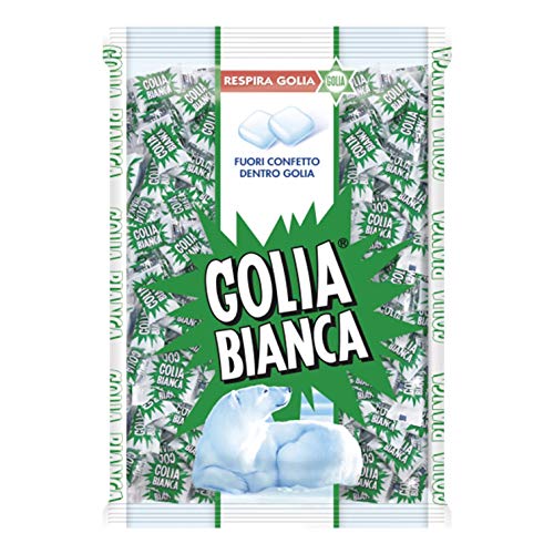 Golia Bianca, Caramelle Dure al Gusto Menta e Liquirizia, Formato Scorta, Busta da 1 kg, Caramelle Incartate Singolarmente