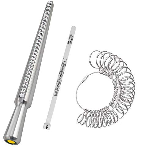DoGeek Ring Sizer scale di misura strumenti per misurare gli anelli diametri strumenti di dimensionamento delle dita UK Taglie A-Z Metal Steel (Acciaio inossidabile)