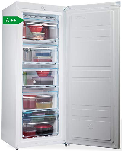 PremierTech Congelatore Verticale Freezer 153 litri -24°gradi A++ 4**** Stelle 3 Cassetti e 2 Sportelli (Bianco) PT-FR153