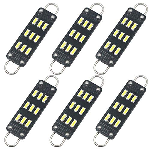 ALOPEE 6-Pack 44 mm 4,4 cm Molto Luminoso Bianco 561 562 567 564 RL4410 Non-Polarity Festone Lampadina LED 3014 9 SMD 12 V Rigid Loop Light Interno per Cupola Mappa Motore Compartmen Lampadina