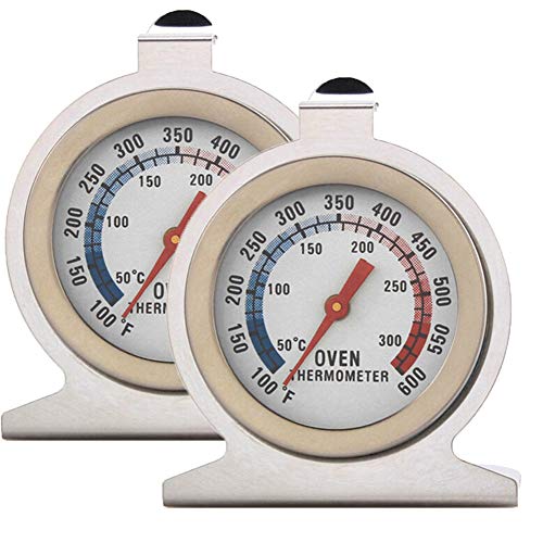 INRIGOROUS Termometro da forno da cucina, confezione da 2 pezzi, quadrante in acciaio inox, termometro da forno portatile, temperatura da 50 a 300 °C, gamma di misurazione per la casa e la cucina