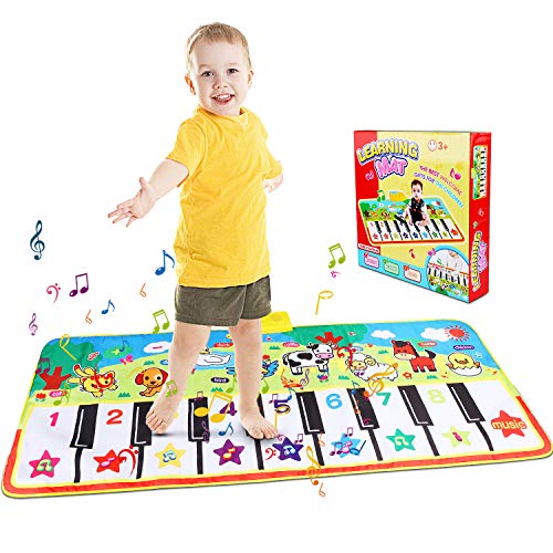 Tappeto Musicale Bambini, Bambini Tappetini, Baby Piano Musicale Touch Play Game Dance Music Carpet Mat Coperta, Tappeto da Gioco Bambino Prima Educazione Giocattoli per Bambini Regalo(110 * 36 cm)