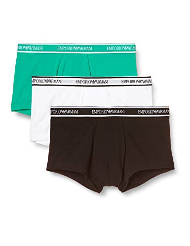 Emporio Armani Underwear Multipack-Core Logoband 3-Pack Trunk Costume da Bagno, Bianco (Bianco/Caraibi/Nero 65510), Small Uomo