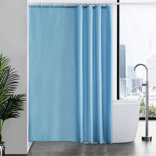 Furlinic Tende Doccia Anti-Muffa Tessuto in Poliestere, Grande Tende Doccia Impermeabile &Lavabile,Tenda Vasca da Bagno con 12 Ganci Tenda Doccia Azzurro-180x210cm.