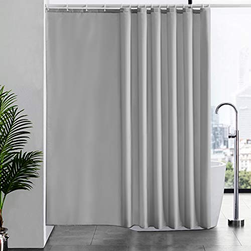 Furlinic Tende Doccia Anti-Muffa Tessuto in Poliestere, Grande Tende Doccia Impermeabile &Lavabile,Tenda Vasca da Bagno con 16 Ganci Tenda Doccia Grigio-240x200cm.