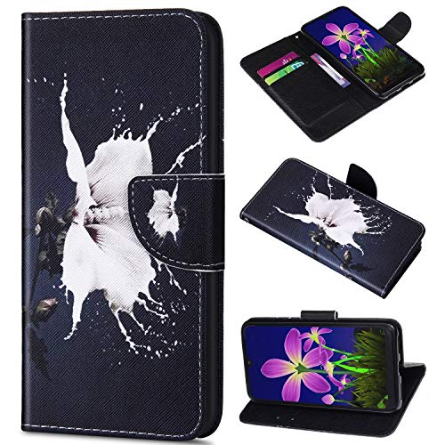 Saceebe Compatibile con Huawei enjoy 9 Custodia Pelle Portafoglio Cover a libro Flip Case [Custodia in pelle verniciata con cordino] 360 grado Anteriore e posteriore Bumper Cover,fiore