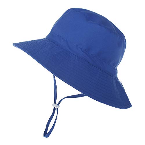 LACOFIA Cappello Regolabile da Sole per Neonato Berretto Estivo per Bambino con UPF 50+ Protezione Solare Tesa Larga per Nuoto Spiaggia Piscina Blu 6-24 Mesi