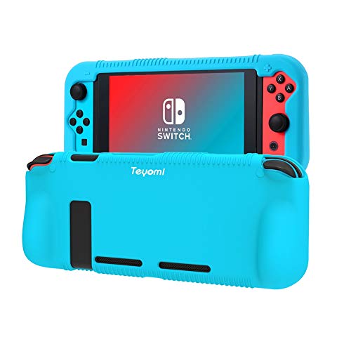 Teyomi Custodia Per Nintendo Switch, Cover Protettiva per Custodia in Silicone con 2 Fessure per Carte Da Gioco, Assorbimento Degli Urti e Antigraffio (Blu)