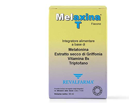 Melaxina T integratore alimentare a base di Melatonina, Griffonia, Triptofano, Vitamina B6, Insonnia, Disturbi del sonno - flacone 30 ml