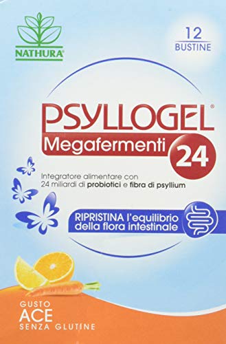 Nathura Psyllogel Megafermenti 24 - Gusto Ace - 12 Bustine - 40 Gr