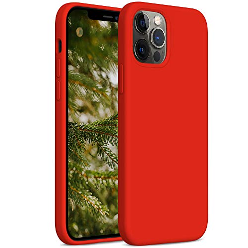 YATWIN Cover Compatibile con iPhone 12 PRO Max 6,7'', Custodia per iPhone 12 PRO Max Silicone Liquido, Protezione Completa del Corpo con Fodera in Microfibra, Rosso