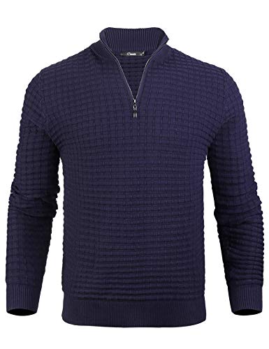 iClosam Maglione Uomo Invernale Collo Alto Marca Slim Fit Maglia Pullover Long-Sleeve Waffle Sweatershirt Uomos