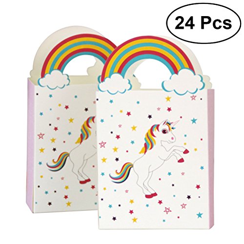 TOYMYTOY 24Pezzi Sacchetti regalo in carta unicorno compleanno per feste bambini,10 x 8 x 3 cm