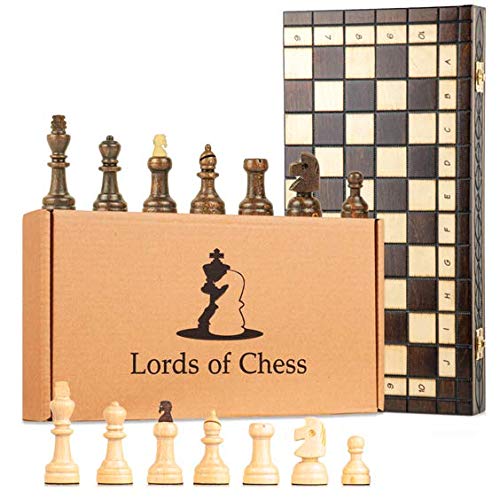 Scacchiera in Legno Professionale Scacchi con 100 campi - Chess, Scacchiere Set Portatile Gioco da Viaggio per Adulti Bambini 40 x 40 cm