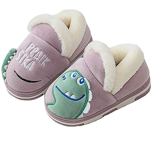 Pantofole Inverno Ragazzi Ragazze Scarpe di Cotone Bambini Peluche Antiscivolo Home Caldo Ciabatte Slipper Invernali Viola 16/17=23-24EU