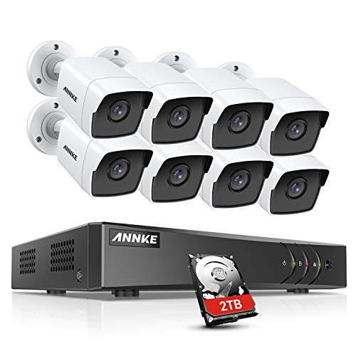 ANNKE 5MP H.265+ DVR Sistema Kit videosorveglianza Ultra HD 8CH+2TB HDD,8 impermeabilità IP67 5MP Bullet Camera di sorveglianza visione notturna fino a 30 m,sensore di moviment
