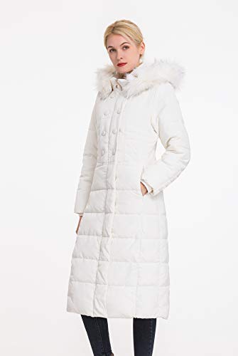 Polydeer Piumino Max Lungo Cappotto con Cappuccio Ispessito Vegan Down Winter Parka da Donna|Beige|Medio