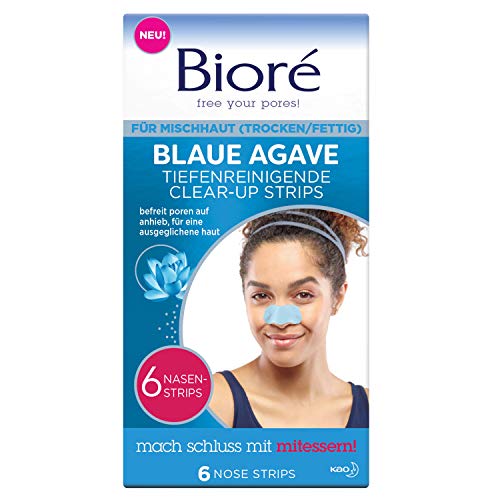 Bioré Clear-Up-Strips - Cerotti per la pulizia del naso, agave blu, 100 g