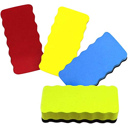 4 Pcs Cancellino Magnetico Colorati per Lavagna Bianca - Robusta Lavagna Magnetica in Gomma - Non Tossico e Inodore - Ideale per Tutte le Pennarelli e Lavagne a Secco - Casa, Ufficio, Uso Scolastico