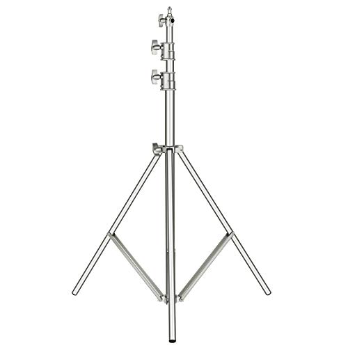 Neewer 300cm Cavalletto Resistente in Acciaio Inossidabile con Universale Adattatore 1/4” a 3/8” per Softbox Strobo Flash Monoluce ecc. da Studio Fotografico, Colore Argento