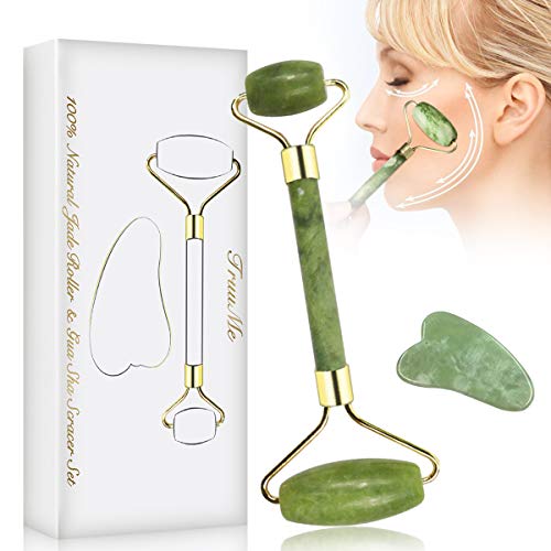 Jade Roller, Jade Roller Viso, Jade roller Massager, Natural face jade and roll Massager neck, Face Slimmer beauty therapy roller tool, thinner face