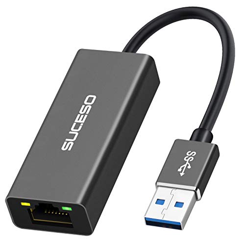 SUCESO Adattatore USB 3.0 a Ethernet Gigabit RJ45 Adattatore USB di Rete 1000Mbps Ethernet USB 3.0 Alta Velocità Ethernet LAN 10/100/1000 Ethernet Per Windows 10, 8.1,Mac OS, Linux,Chrome OS - Nero