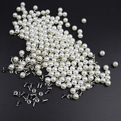 TOOGOO 200 PZ 6 MM Imitazione Perla Rivetti DIY Accessori Per L'abbigliamento Perla Rivet Spikes Per Panno Borsa Cappello Artigianato Decorazione Rivetti e Perle Set