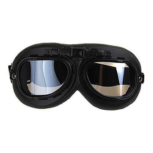 ZUMUii Butterme RAF Pilota del Motociclo Motocross Scooter Cruisers Chopper Fly Sicurezza Occhiali Sportivi per la Sicurezza di Protezione Occhiali da Sole UV Vento Eye Protect Occhiali Casco(Nero)