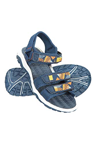 Mountain Warehouse Sandali da Bambini Reef a 3 Cinturini - Scarpe da Spiaggia Unisex Foderate in Neoprene, Sandali con Chiusura con Velcro, ad Asciugatura Rapida Blu 34