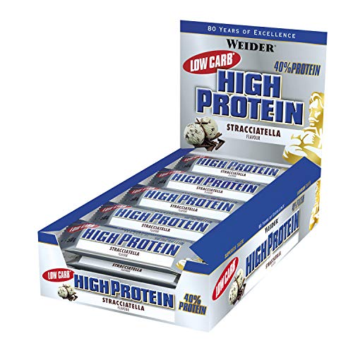 Weider 32197 Low Carb High Proteine Bar, Stracciatella