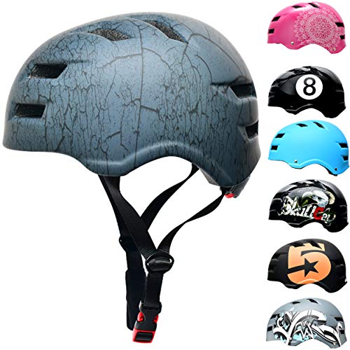 SkullCap® BMX & Casco per Skater Casco - Bicicletta & Monopattino Elettrico, Design: Crack, Taglia: L (58-61 cm)