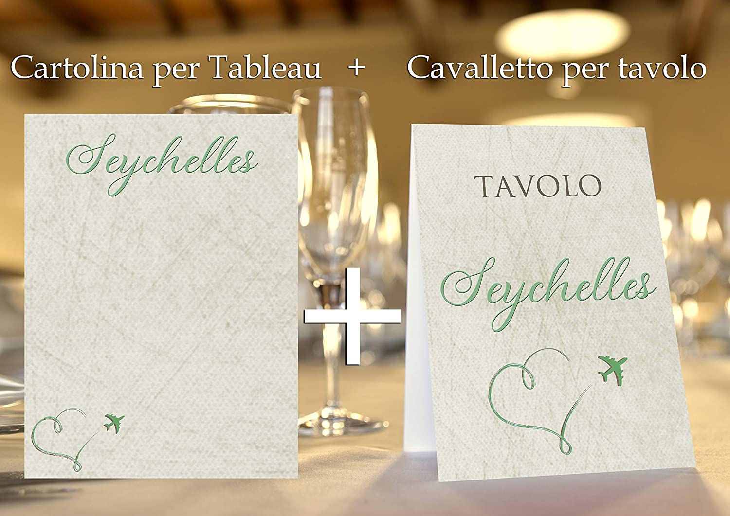 Tableau de mariage matrimonio - tema viaggio vintage aereo tutti i colori disponibili set cartolina + cavalletto tavolo