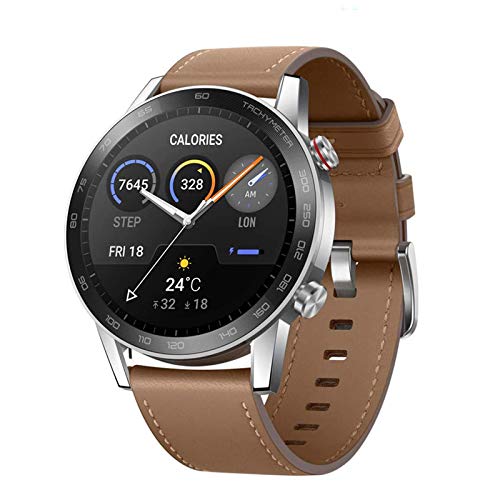 HONOR Smartwatch Magic Watch 2 Orologio Fitness Tracker Uomo Donna Smart Watch, 5 ATM Smart Watch Cardiofrequenzimetro da Polso Pressione Smartband, GPS, 46 mm, Chiamata Tramite Bluetooth, Marrone