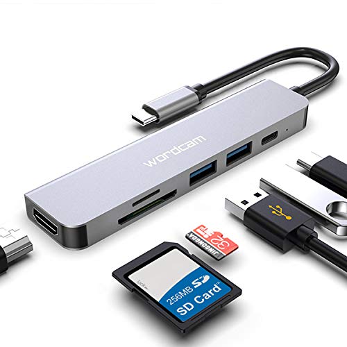 Hub USB C Adattatore Multiporta 7 in 1 USB C Hub Portatile con Ingresso con 2 porte USB 3.0, uscita HDMI 4K, 100 W PD, lettore di schede SD/Micro SD per MacBook Pro, XPS Altri dispositivi USB C
