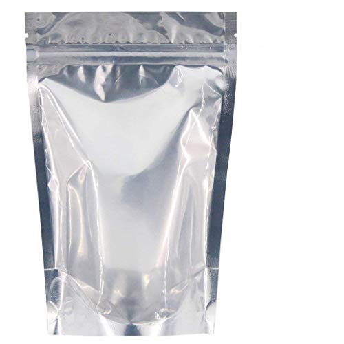 SumDirect 50 pezzi sacchetti zip plastica riutilizzabili di alluminio a chiusura lampo stand up sacchetti di cibo con tacca per depositare i cibi (12 x 18 cm)