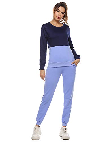 Irevial Tuta Sportiva Donna Invernale Completa Tuta da Ginnastica Donna Due Pezzi Manica Lunga Tute Felpate Donna da Jogging Training, Pigiama Donna Casual per Autunno Inverno