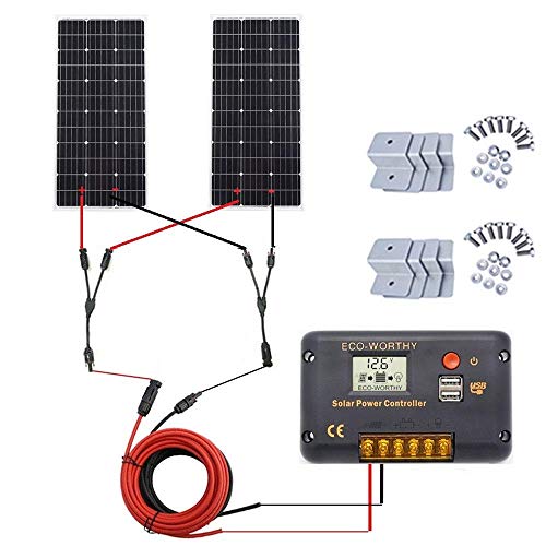 ECO-WORTHY Kit pannello solare 200W per camper Caravan Camper batteria e inverter Sistema di alimentazione solare completo